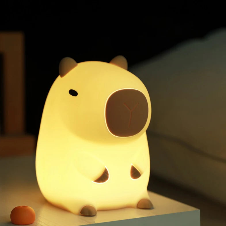 Capybara Night Light - Cute Silicone LED Lamp, USB Rechargeable Wireless Nightlight