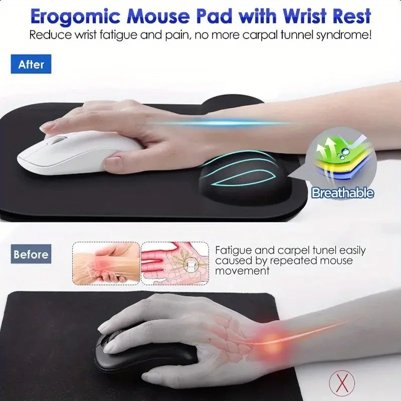 Ergonomic Gel Mouse Pad with Wrist Rest - Comfortable Support for Office & Gaming