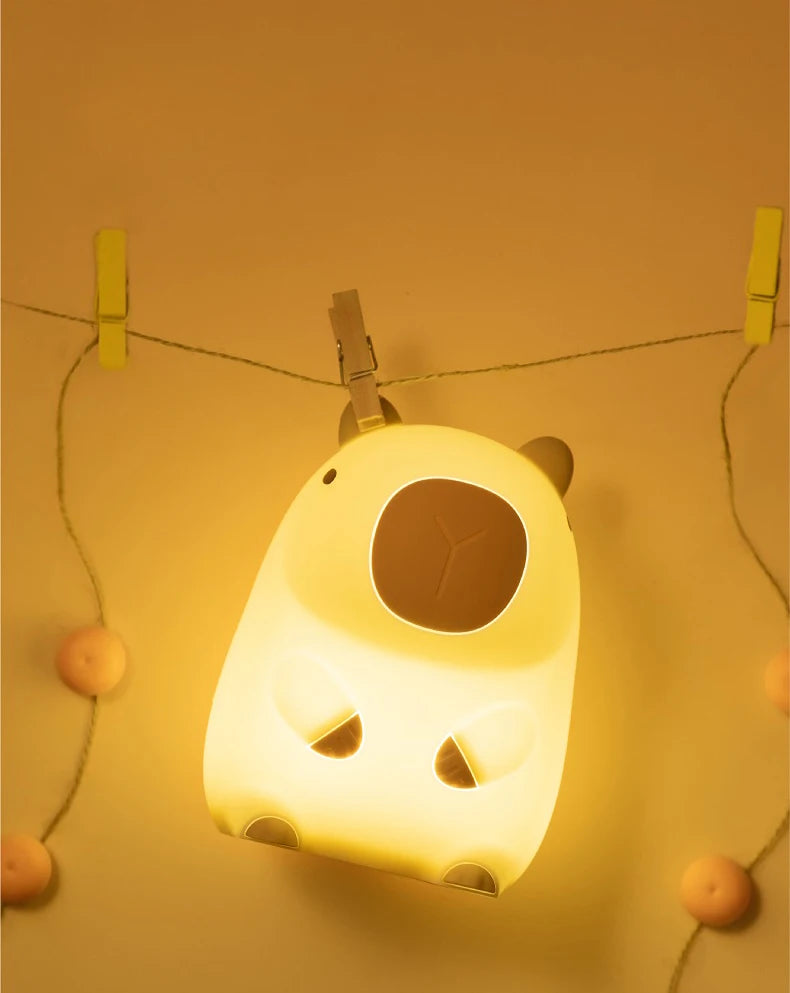 Capybara Night Light - Cute Silicone LED Lamp, USB Rechargeable Wireless Nightlight