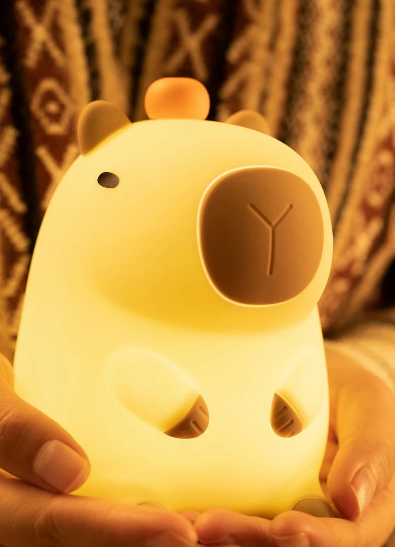 Capybara Night Light - Cute Silicone LED Lamp, USB Rechargeable Wireless Nightlight