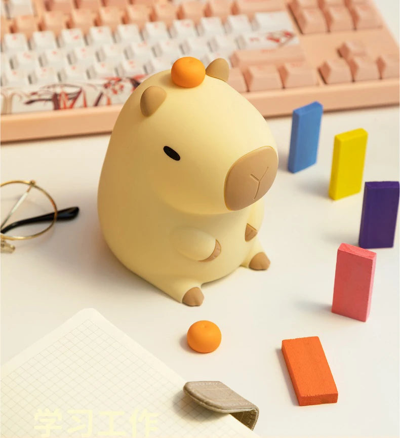 Capybara Night Light - Cute Silicone LED Lamp, USB Rechargeable Wireless Nightlight